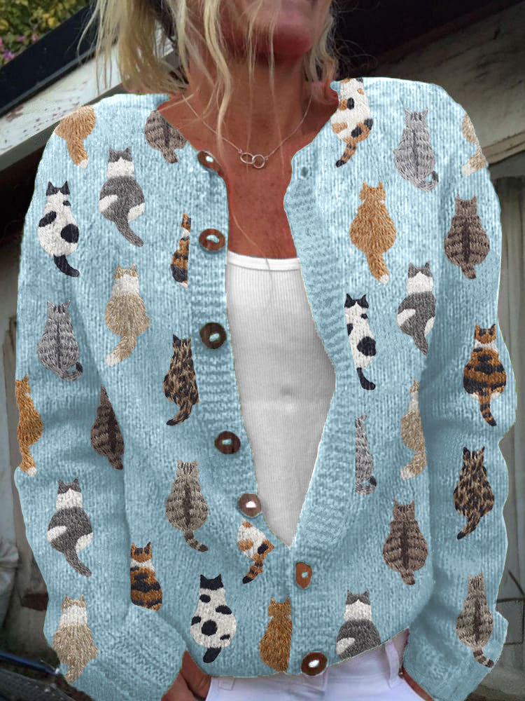 Sabine | Cardigan con Design di Gatti