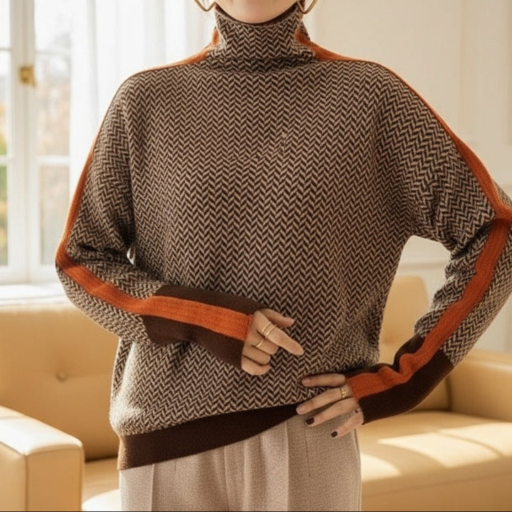 Eleanor | Luxe Herringbone Collo Alto