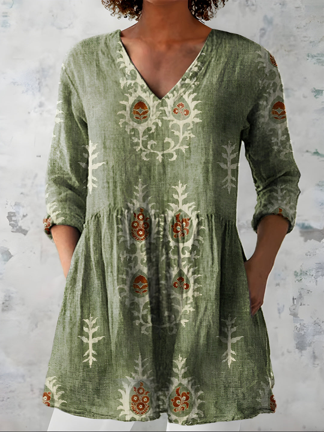 Federica | Blusa Lunga con Scollatura a V – Perfetta per l'Autunno