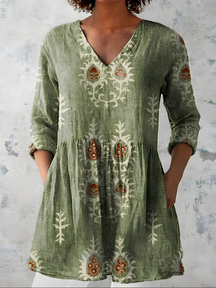 Federica | Blusa Lunga con Scollatura a V – Perfetta per l'Autunno