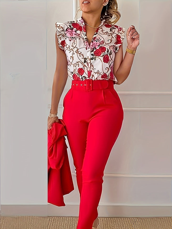 Florabel - Elegante Conjunto con Mangas Volantes