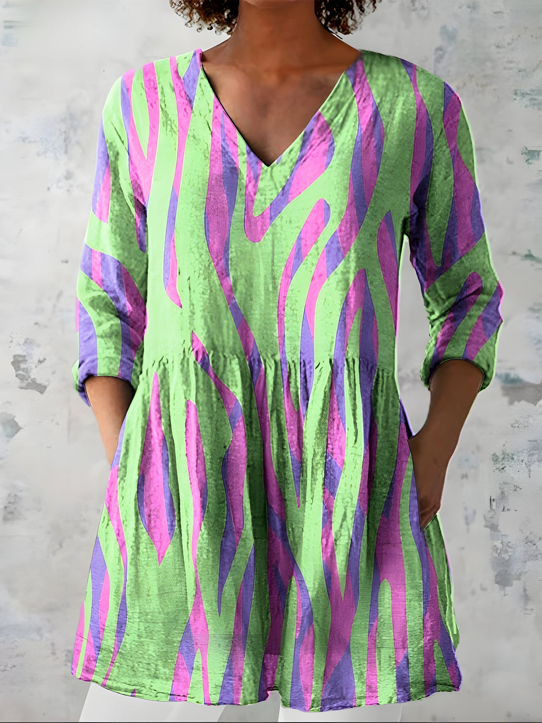 Laura | Blusa Lunga con Scollatura a V – Perfetta per l'Autunno