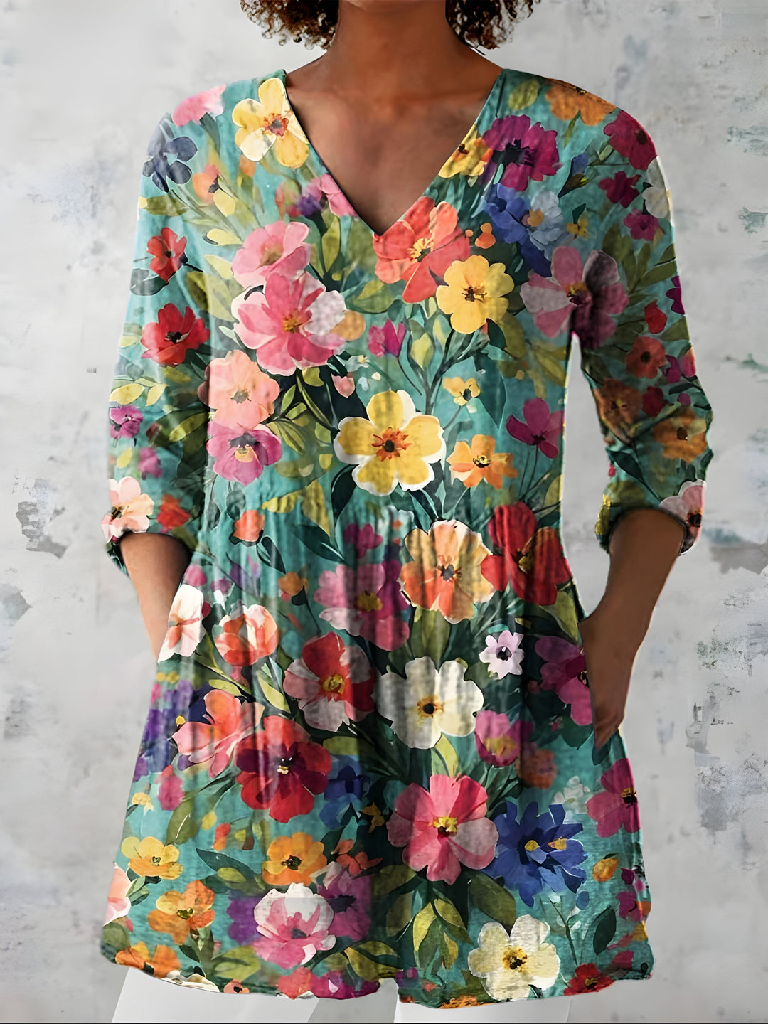 Emilia | Blusa Lunga con Scollo a V – Perfetta per l'Autunno