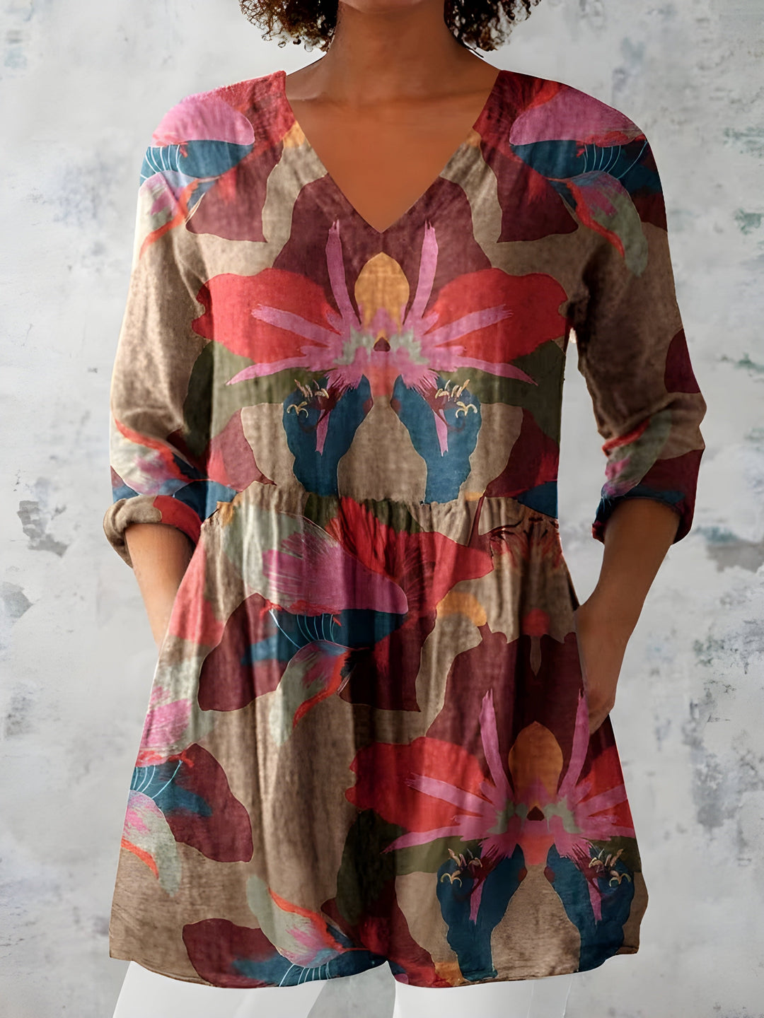 Serena | Blusa Lunga con Scollatura a V – Perfetta per l'Autunno