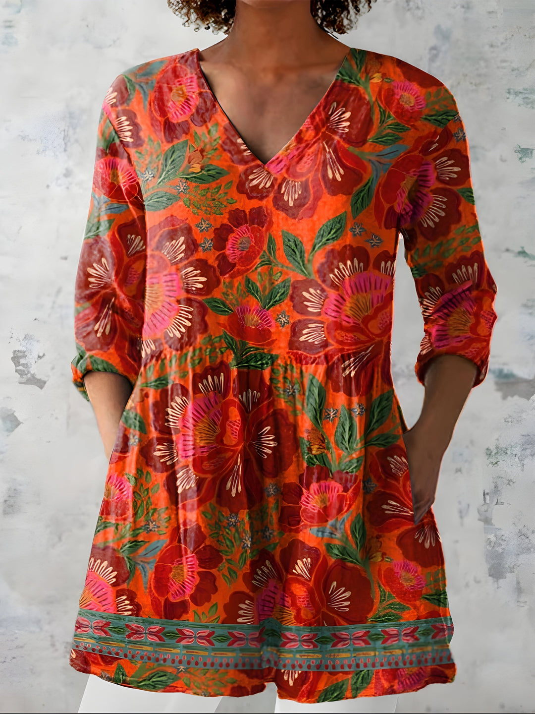 Ilaria | Blusa Lunga con Scollo a V – Perfetta per l'Autunno