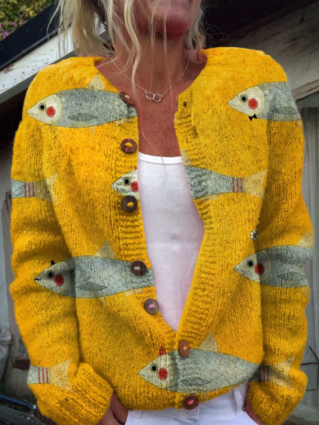 Dagmar | Cardigan con design di pesci