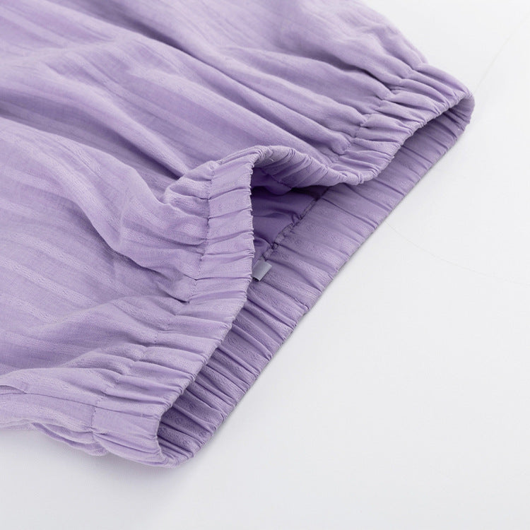 Viola - Set Completo con Camicia Bottonata e Pantaloni Corti Leggeri