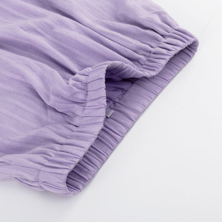 Viola - Set Completo con Camicia Bottonata e Pantaloni Corti Leggeri