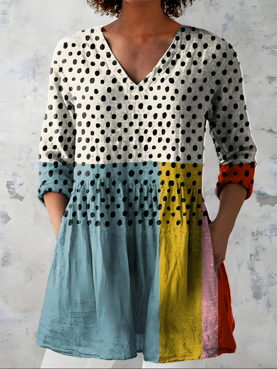 Bianca | Blusa Lunga con Scollatura a V – Perfetta per l'Autunno