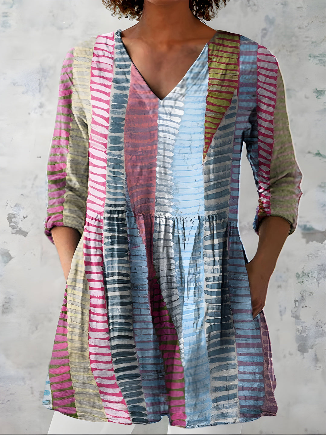Elena | Blusa Lunga con Scollatura a V – Perfetta per l'Autunno