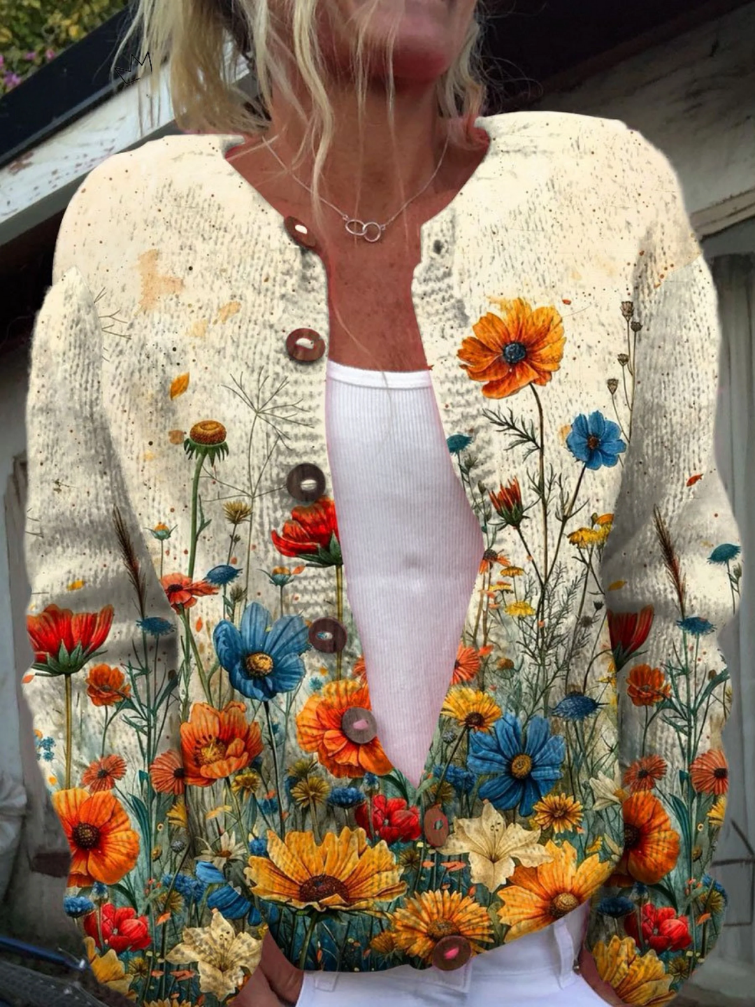 Marianne | Cardigan con design di fiori selvatici