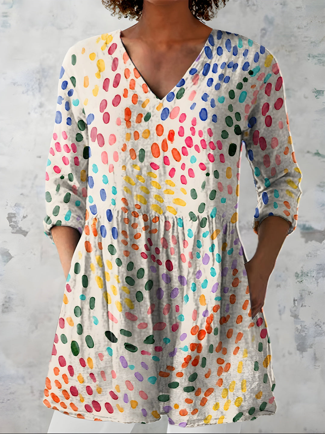 Teresa | Blusa Lunga con Collo a V – Perfetta per l'Autunno