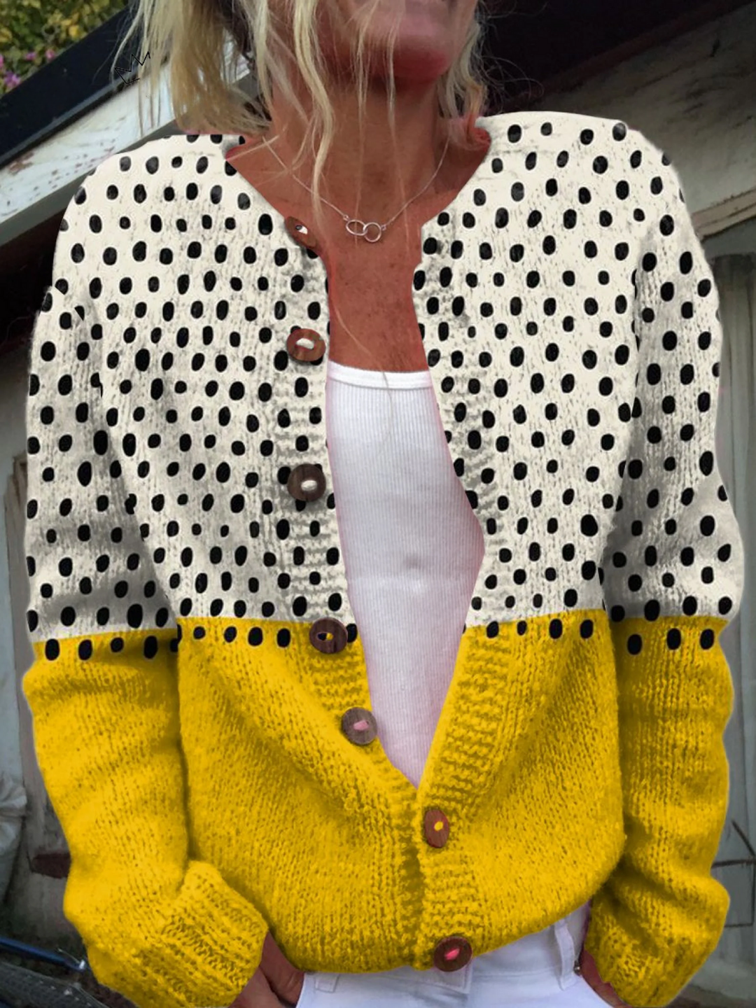 Silke | Bicolor Polka Dot Cardigan