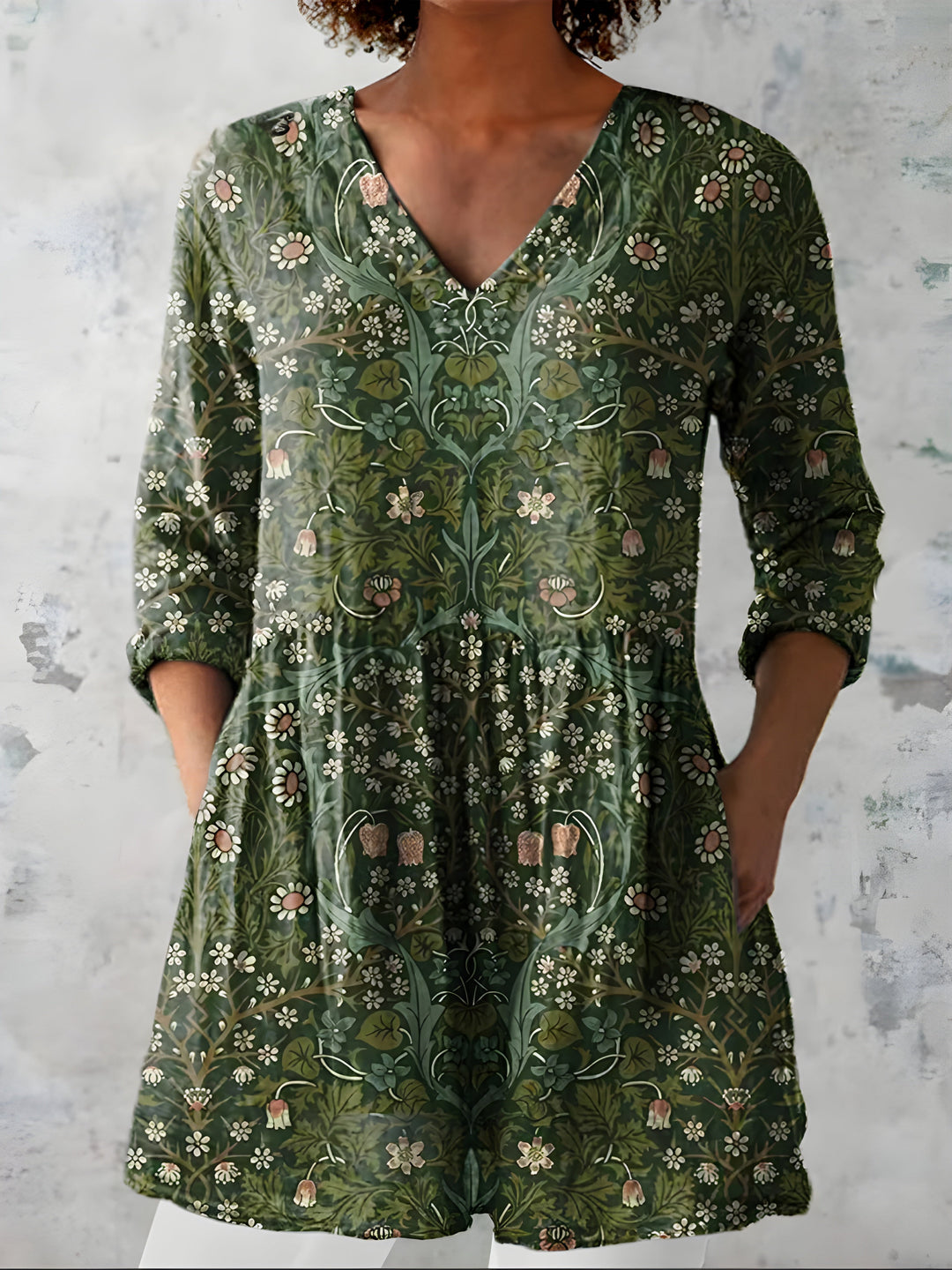 Cristina | Blusa Lunga con Scollatura a V – Perfetta per l'Autunno