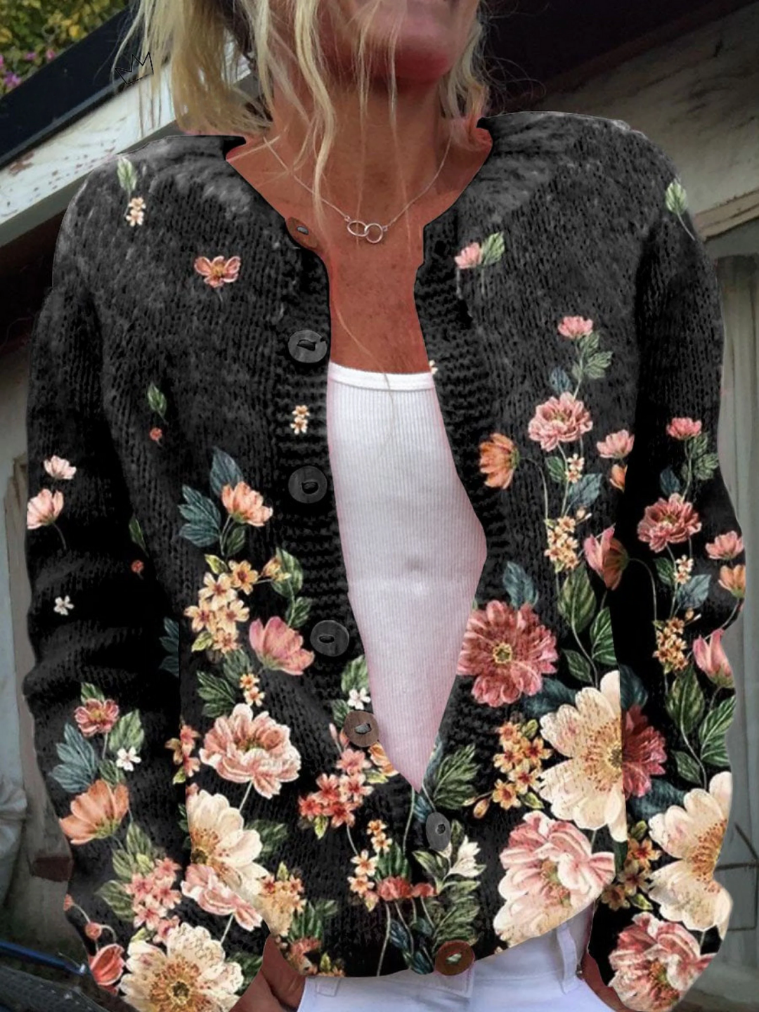 Erika | Cardigan con Design Floreale