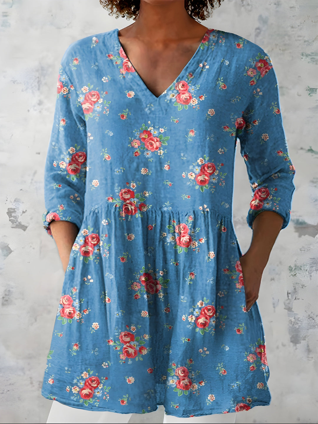 Lucia | Blusa Lunga con Scollo a V – Perfetta per l'Autunno