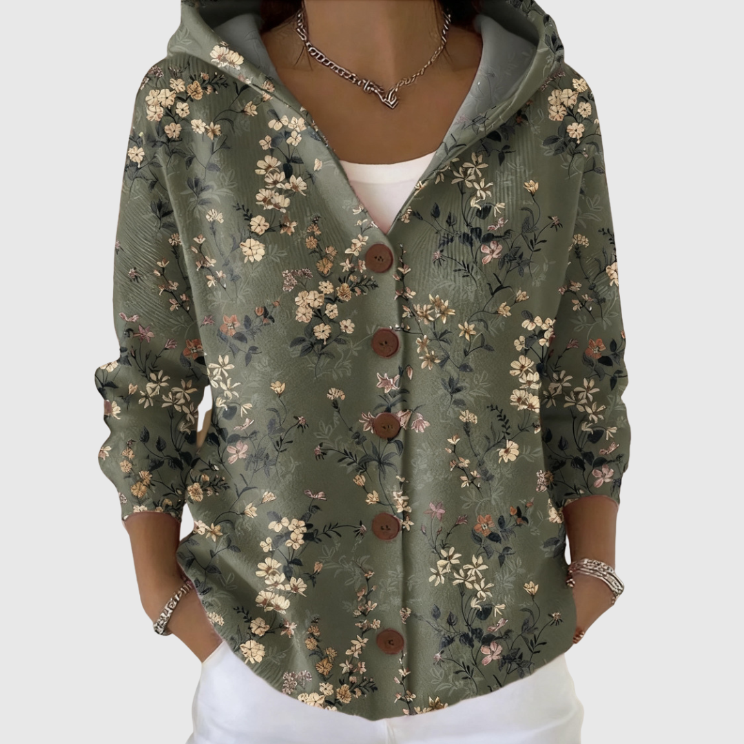 Cardigan Accogliente con Cappuccio in Maglia