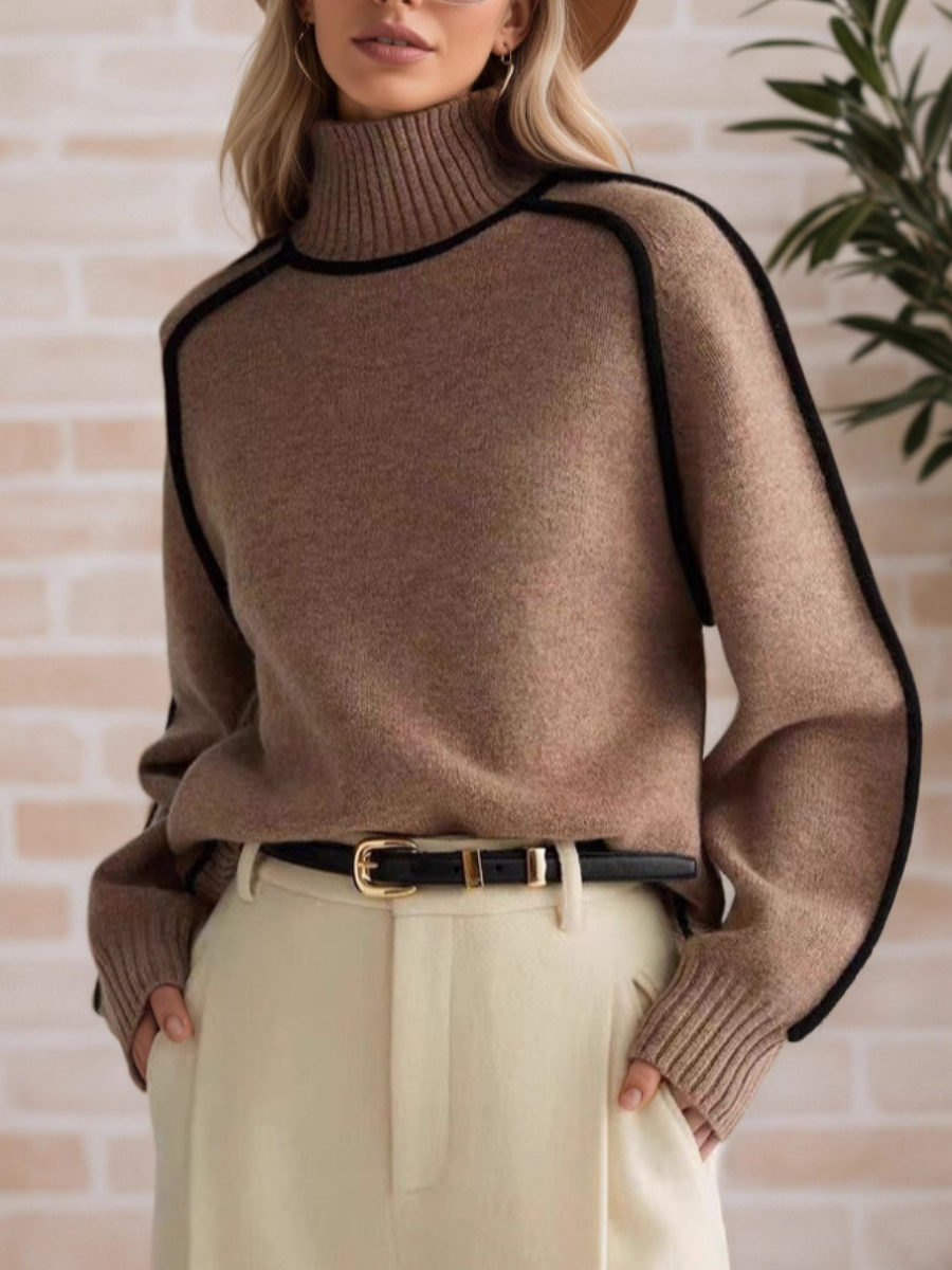 Donna | Elegante Maglione con Collo Alto