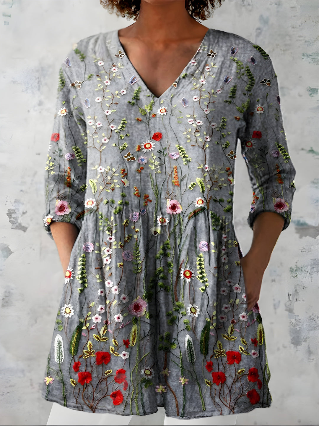 Chiara | Blusa Lunga con Scollatura a V – Perfetta per l'Autunno