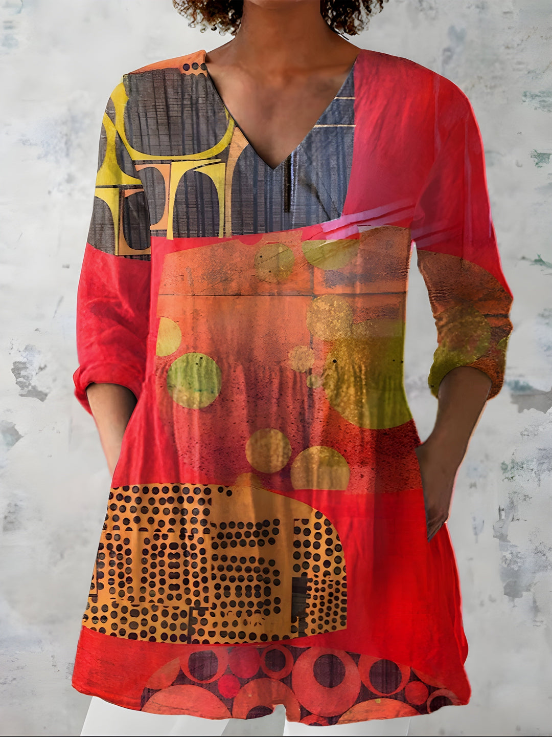 Maria | Blusa Lunga con Scollo a V – Perfetta per l'Autunno