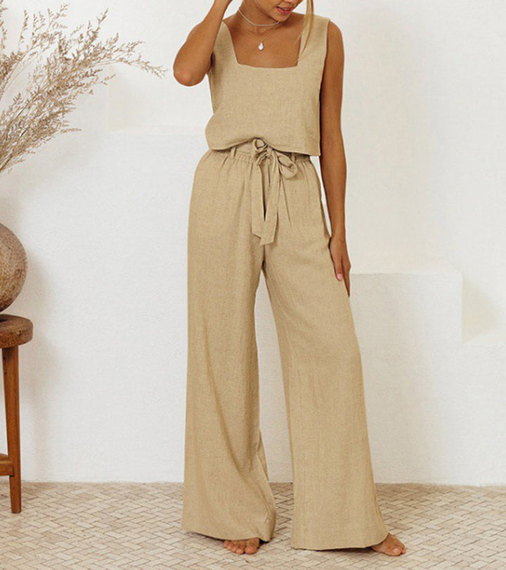 Megan - Set Minimalista con Top e Pantaloni Svasati