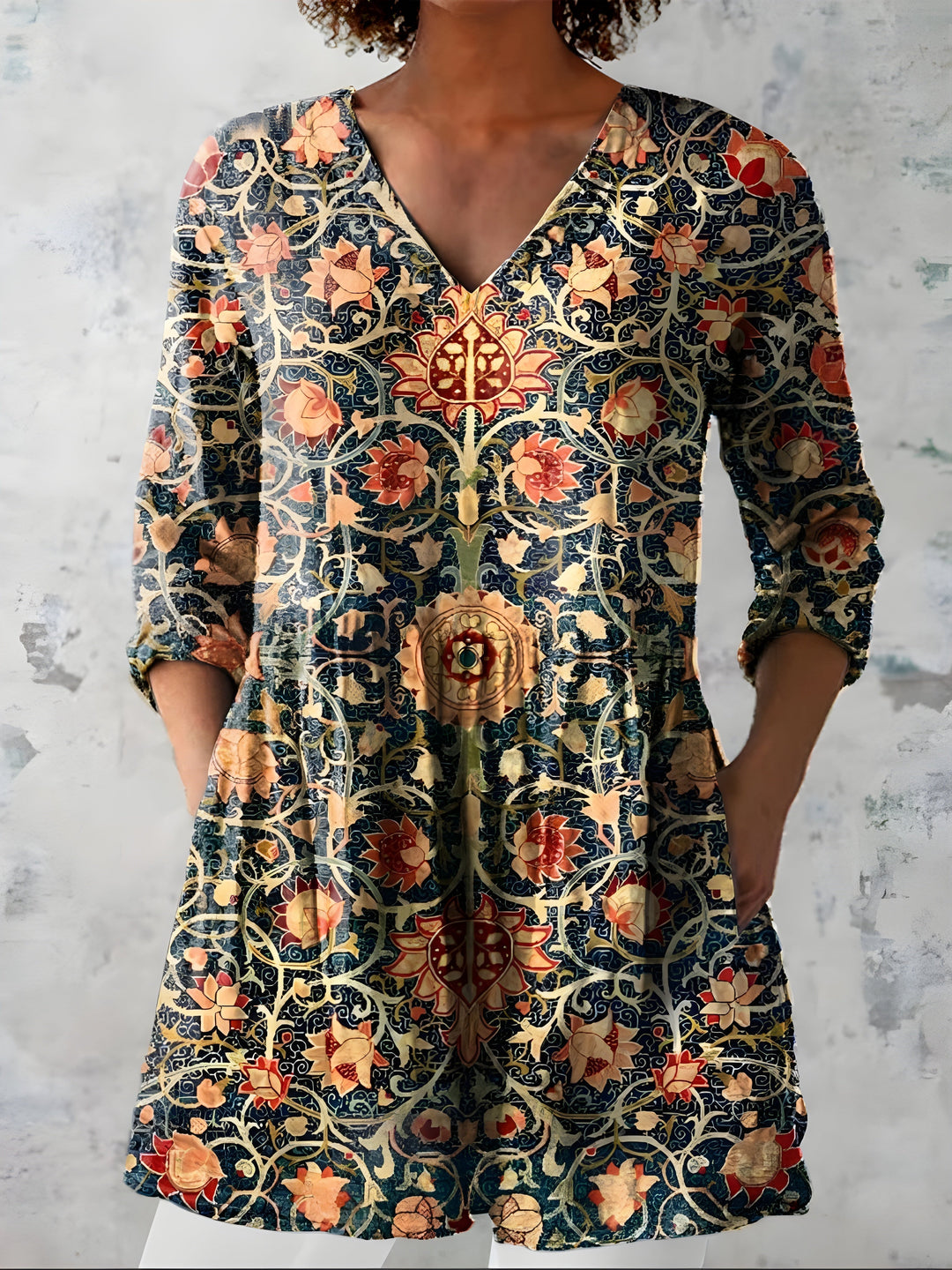 Valentina | Blusa Lunga con Scollatura a V – Perfetta per l'Autunno