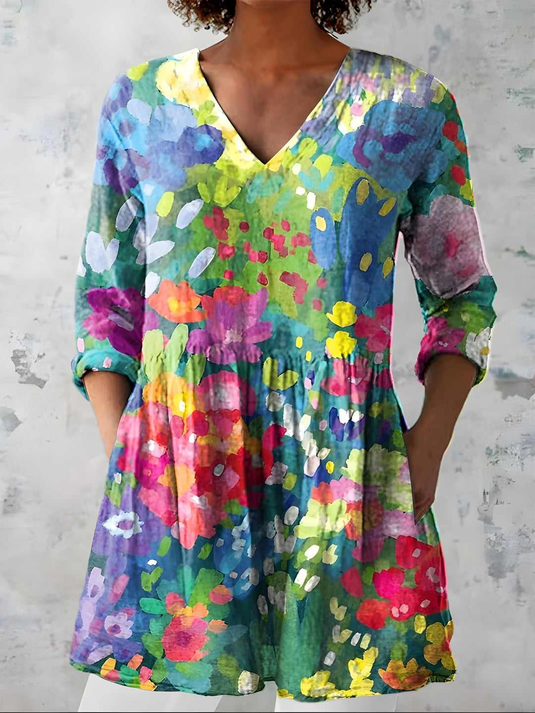 Camilla | Blusa Lunga con Scollatura a V – Perfetta per l'Autunno