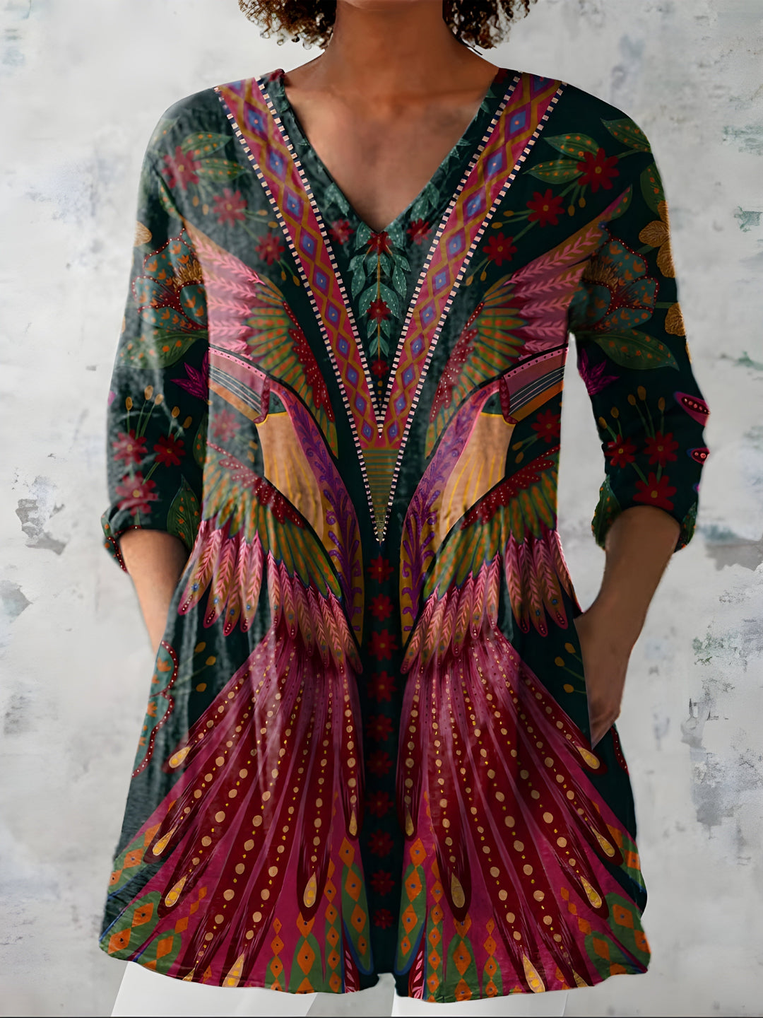 Silvia | Blusa Lunga con Scollatura a V – Perfetta per l'Autunno