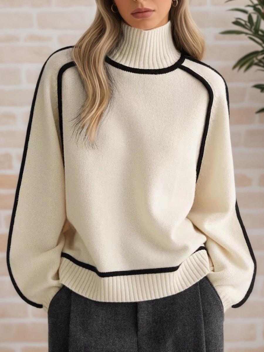 Donna | Elegante Maglione con Collo Alto
