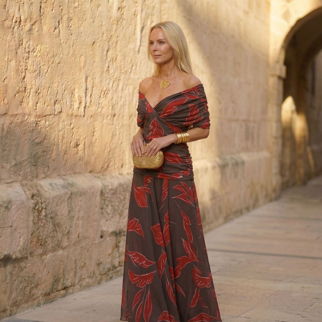 Poppy | Elegante Vestito con Motivo Foglie