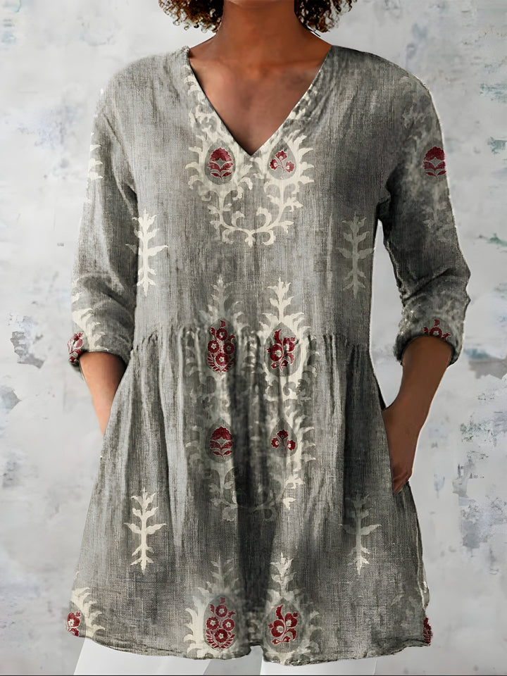 Federica | Blusa Lunga con Scollatura a V – Perfetta per l'Autunno