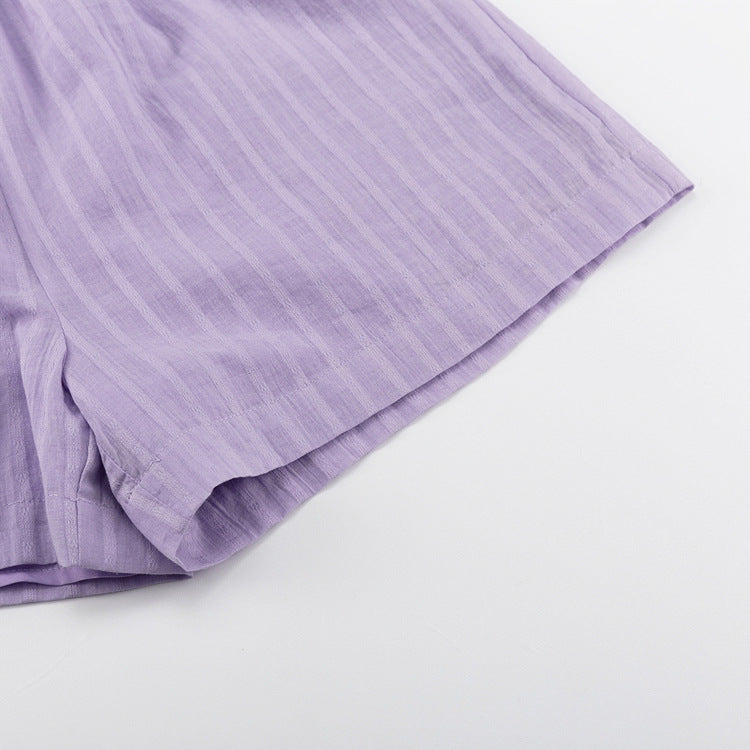Viola - Set Completo con Camicia Bottonata e Pantaloni Corti Leggeri