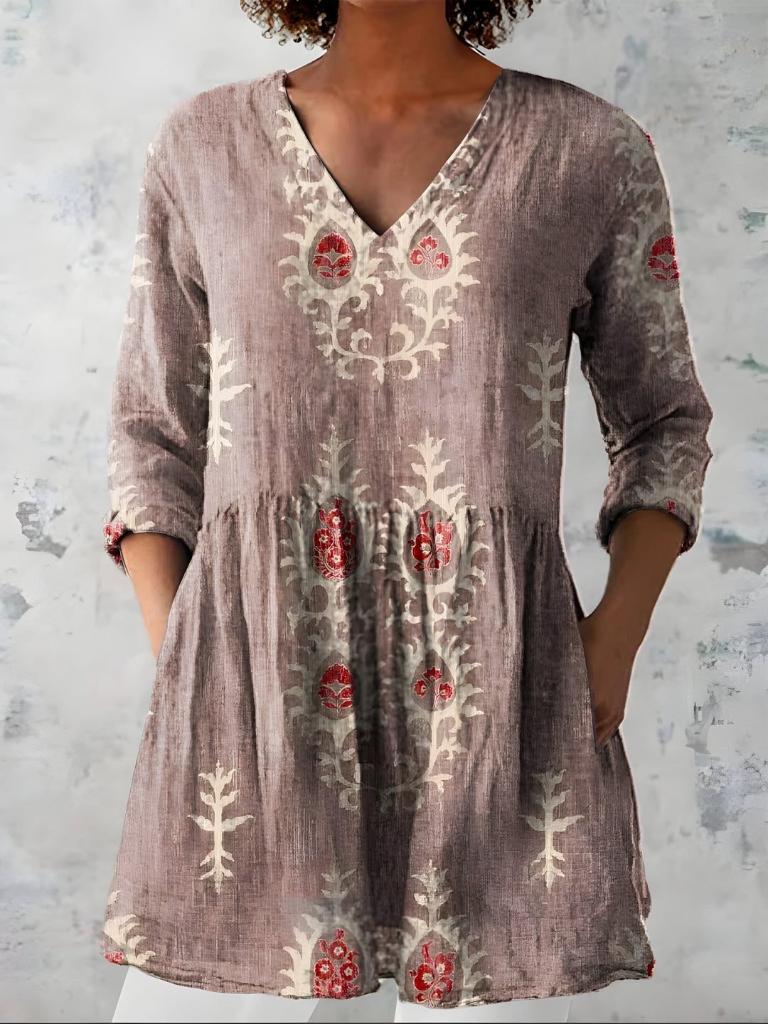 Federica | Blusa Lunga con Scollatura a V – Perfetta per l'Autunno