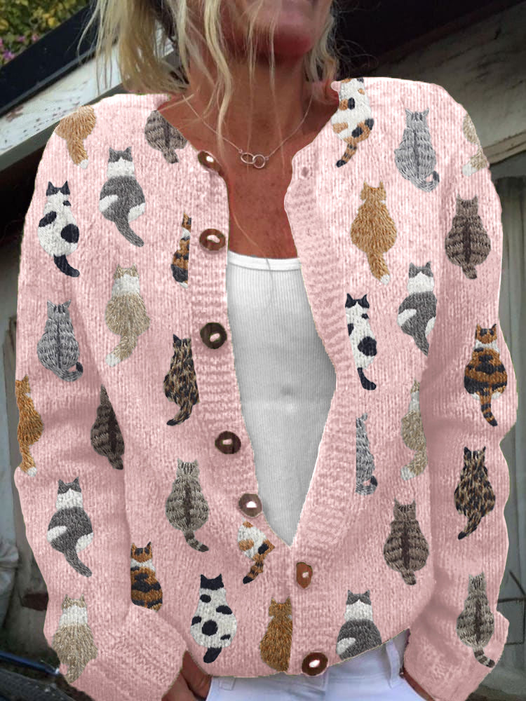 Sabine | Cardigan con Design di Gatti
