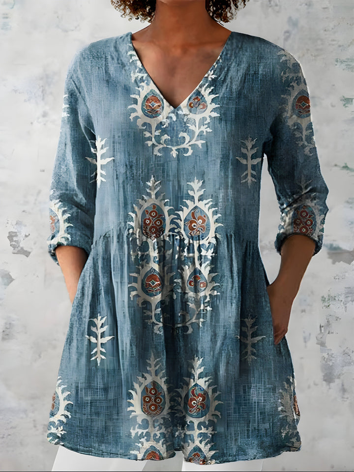 Federica | Blusa Lunga con Scollatura a V – Perfetta per l'Autunno