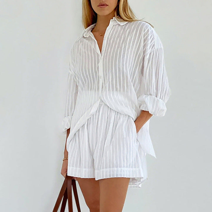 Viola - Set Completo con Camicia Bottonata e Pantaloni Corti Leggeri