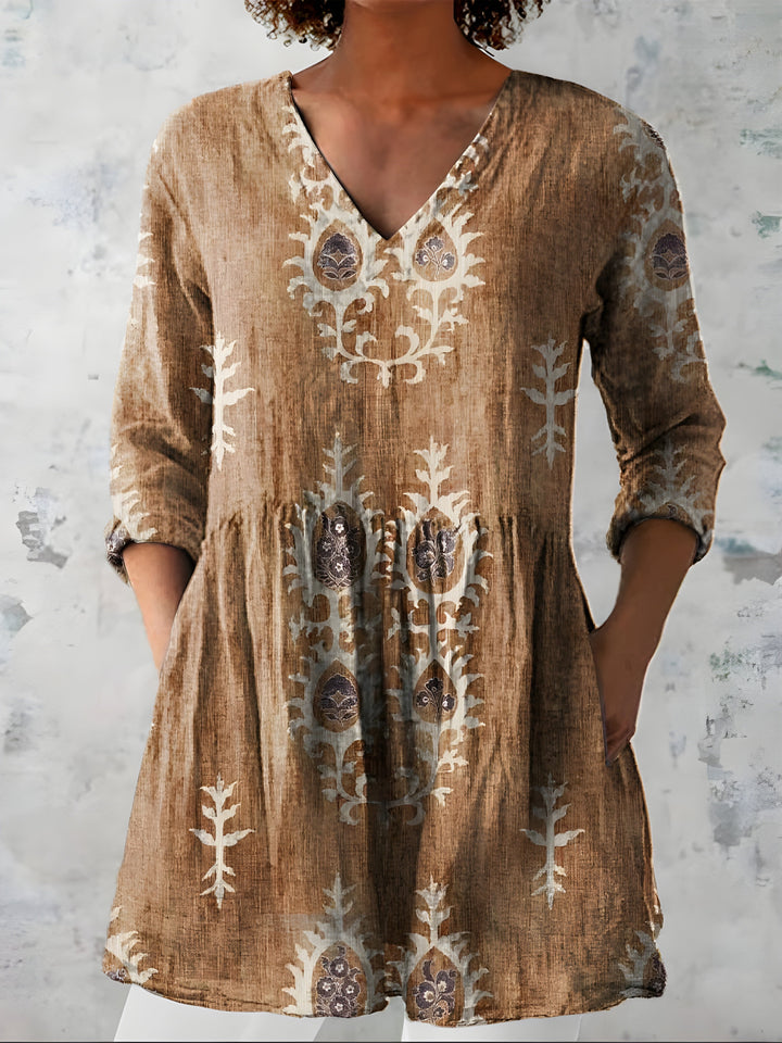 Federica | Blusa Lunga con Scollatura a V – Perfetta per l'Autunno