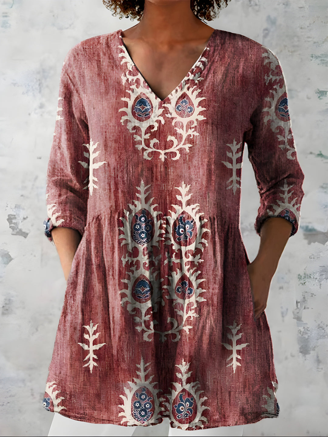Federica | Blusa Lunga con Scollatura a V – Perfetta per l'Autunno