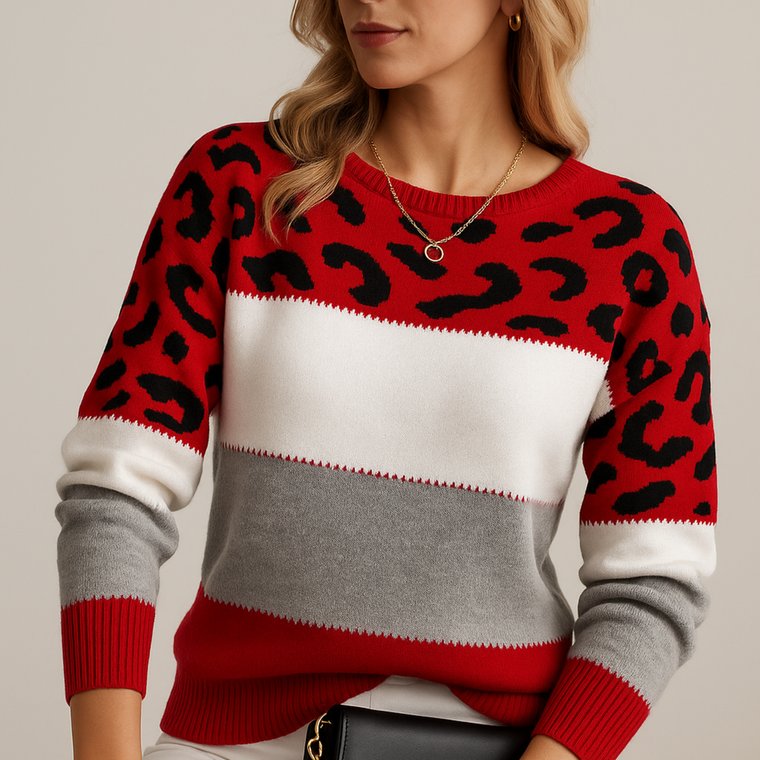 Louise™ | Elegante Maglione con Stampa Leopardata
