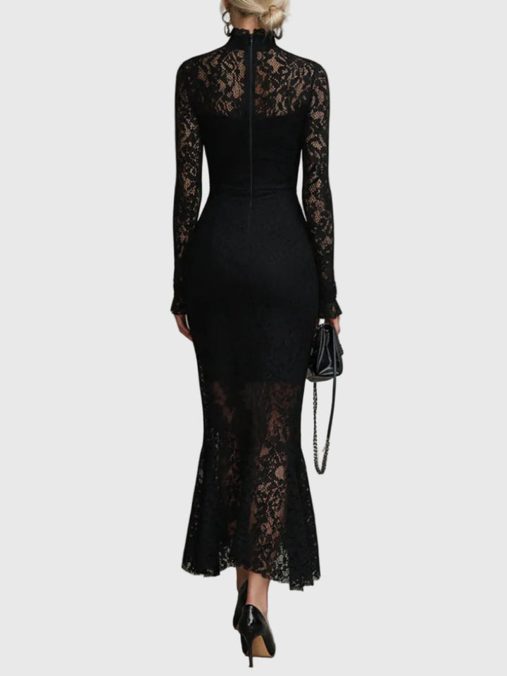 Monica | Elegante Abito Maxi Svasato in Pizzo