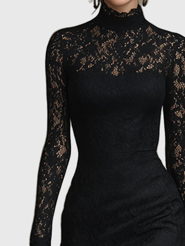 Monica | Elegante Abito Maxi in Pizzo Svasato