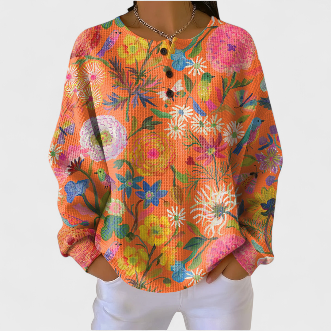 Faustine - Arancione Floral Pattern Pullover