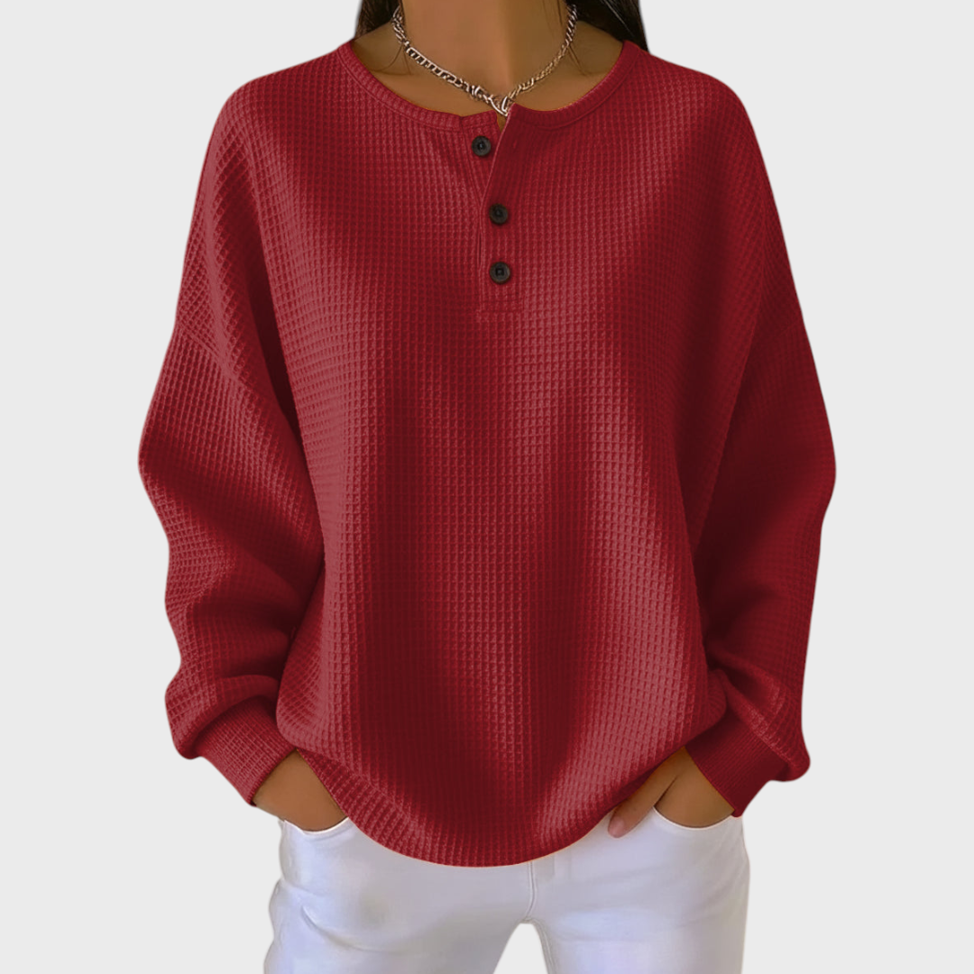 Hélène - Pullover Arancione in Morbido Tessuto a Nido d'Api