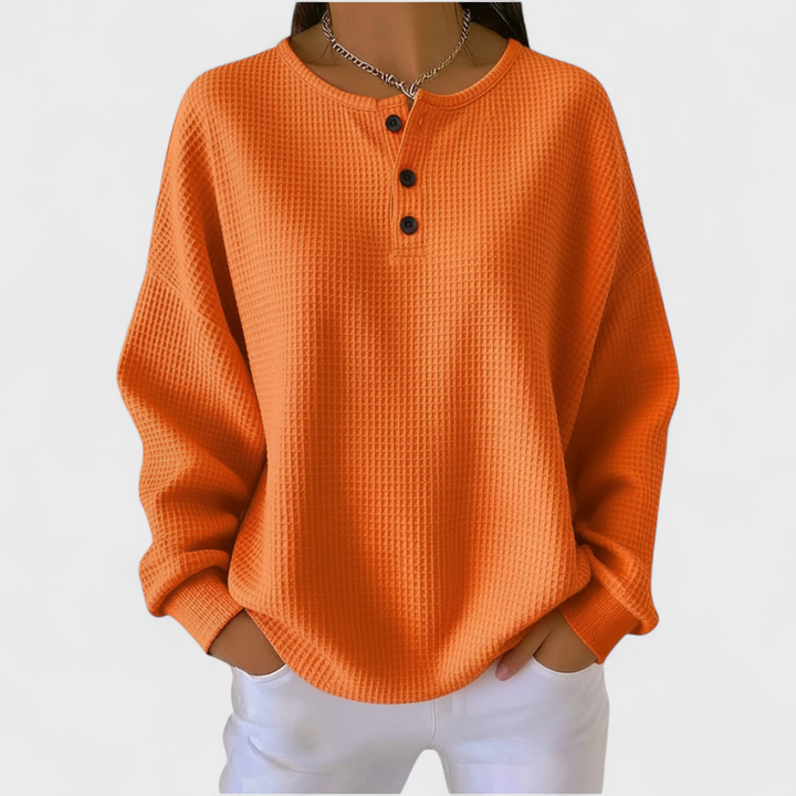 Hélène - Pullover Arancione in Morbido Tessuto a Nido d'Api
