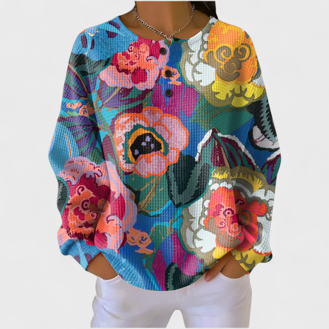 Ida - Maglione con grandi fiori vivaci