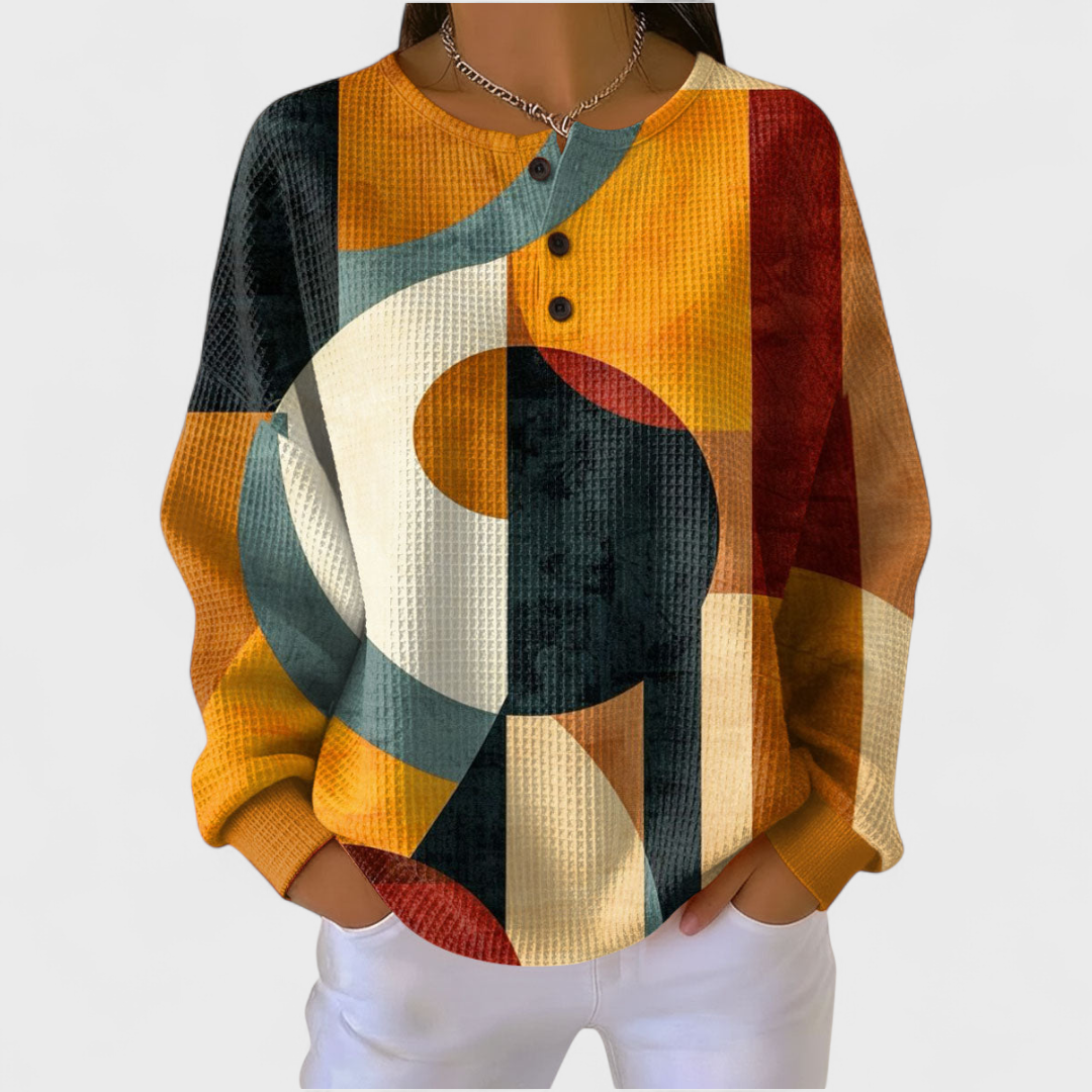 Léa - Pullover Retro con Diseño Geométrico