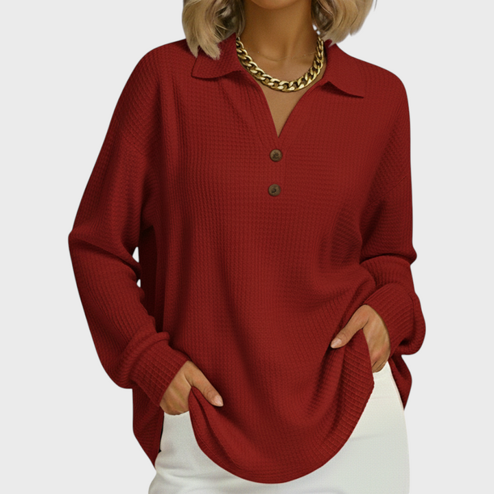 Laura - Maglione arancione con colletto polo