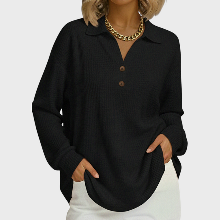 Laura - Maglione arancione con colletto polo