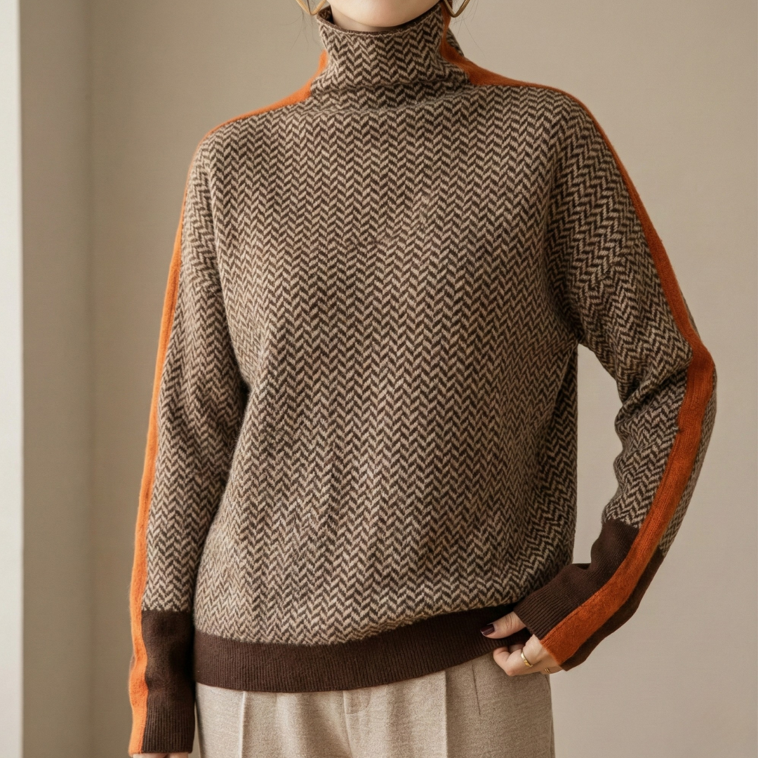 Eleanor | Luxe Herringbone Collo Alto