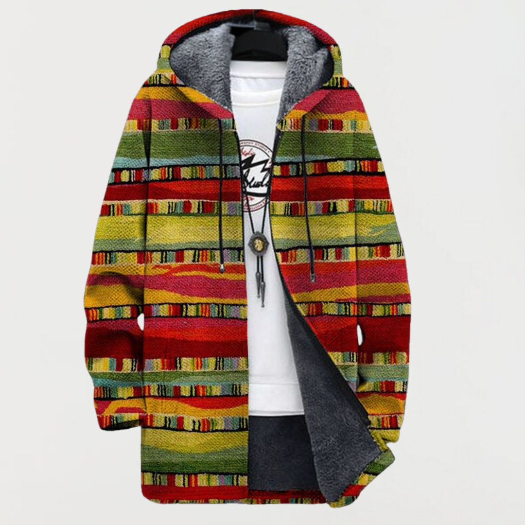 Heike | Cardigan con cappuccio e motivi etnici